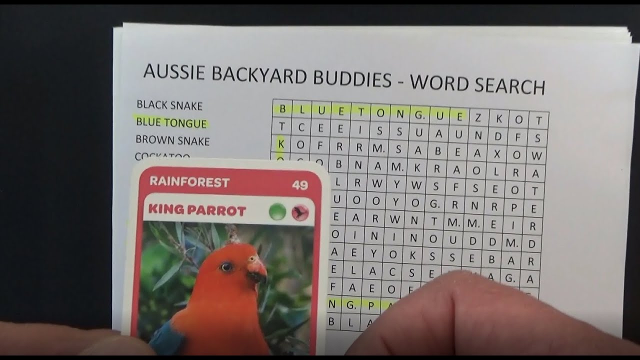 ASMR - Backyard Animals Word Search - Australian Accent - Chewing Gum, Finding Words & Whispering