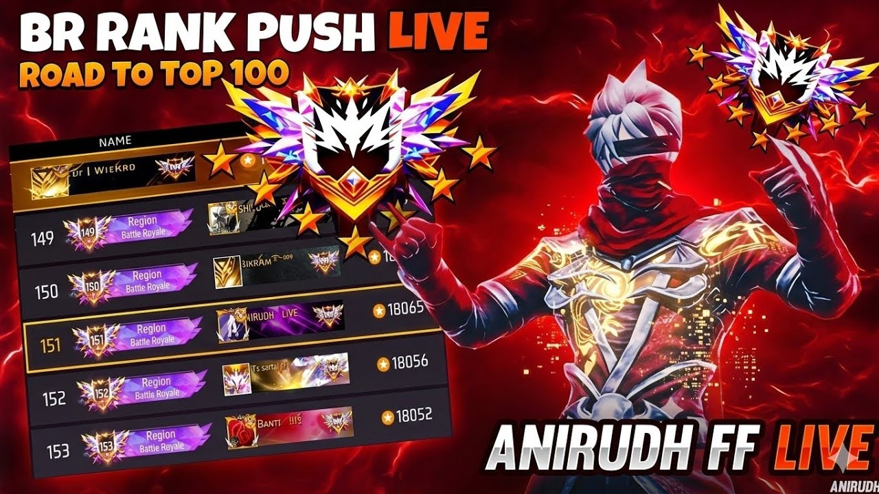 🔴[Live Free Fire New Rank Season Rank Push Live !!day19