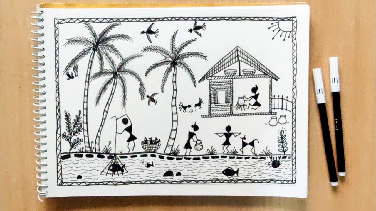 traditional warli art painting | adivasi warli painting step by step for beginners