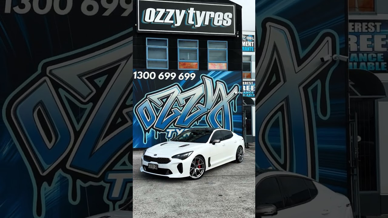 Kia stinger transformed by Hussla Forged B6 wheels. 20 inch Hyper black wrapped in Mi...