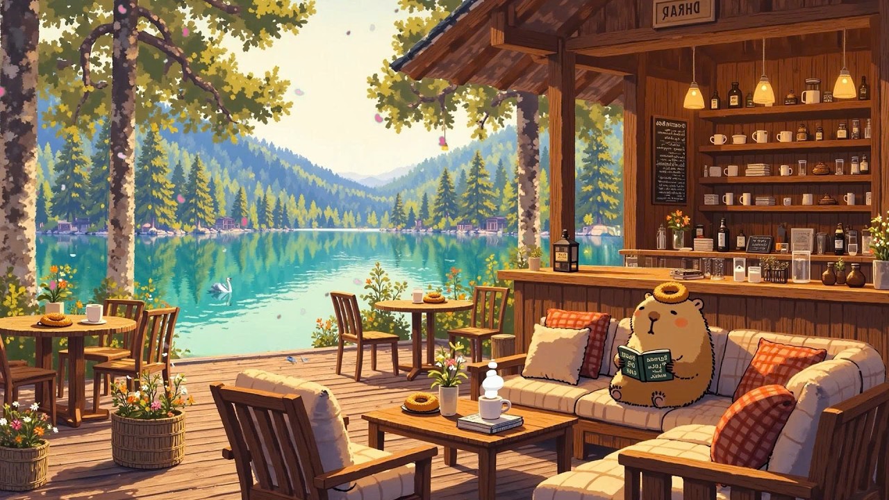 Morning Coffee in Cozy Porch Lakeside Ambience ☕Sweet Lofi Chill🌿Lofi Deep Focus to study/work/relax