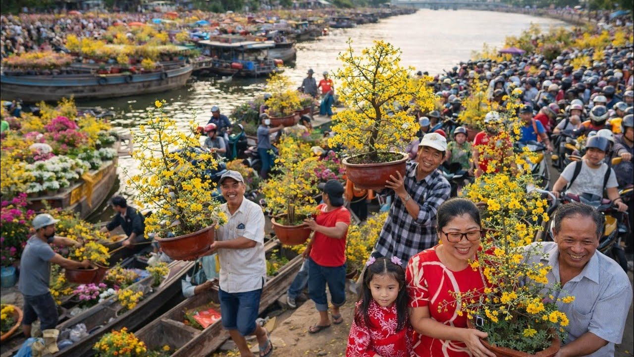 Đông Vui Tấp Nấp Chợ Hoa Tết Chiều 29 Tết Nhà Vườn Xổ Giá 50K, 100K Lấy Tiền Xe Về Tết
