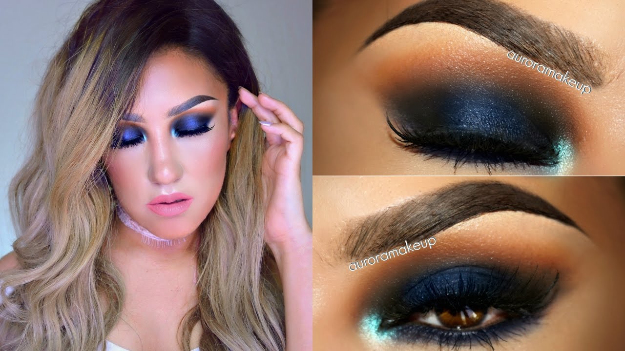 Ojos Ahumados en AZUL/ Smokey eye in BLUE makeup tutorial  | auroramakeup
