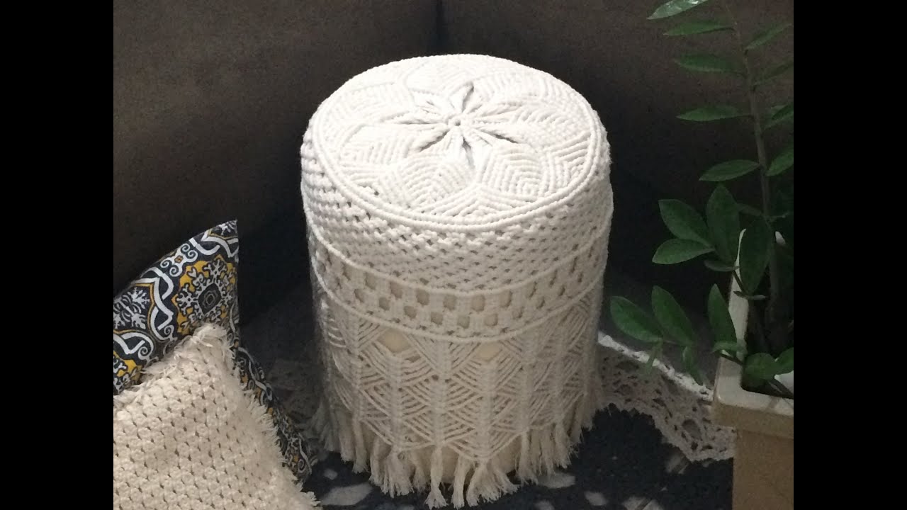 Macramé - Capa para puff redondo - 1ª parte