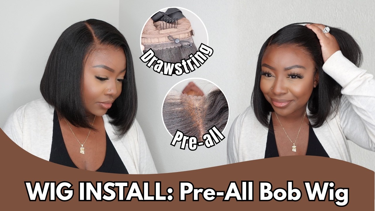 The EASIEST 5 Minute Wig Install😎Pre-Customized Yaki Wig Transformation 🏃🏾‍♀️💨Myfirstwig
