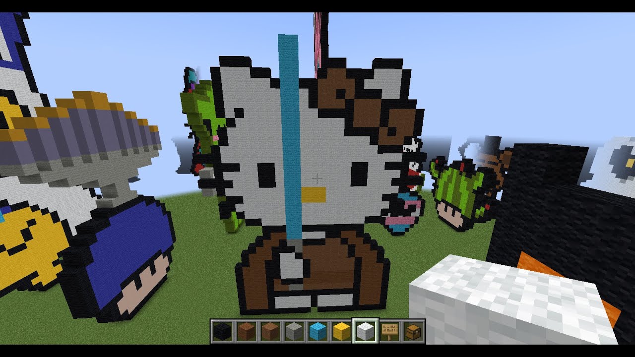minecraft hello kitty star wars pixel art