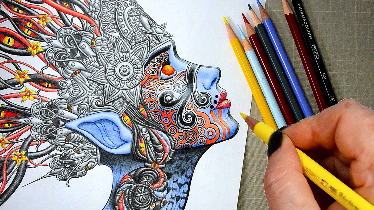Coloring in the New Ayahuasca Coloring Book with Prismacolor Pencils | Relaxing Satisfying Videos