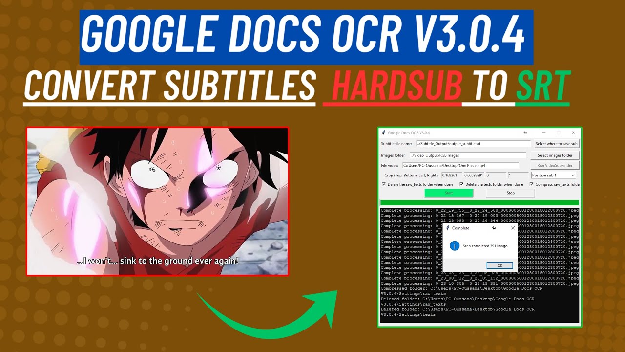 Google Docs OCR V3.0.4 l Convert Subtitles Hardsub To Srt