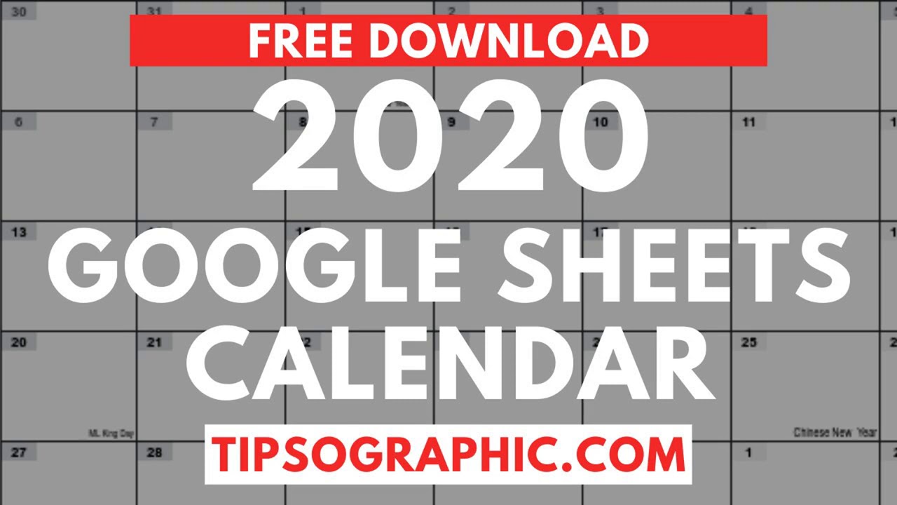 2020 Google Sheets Calendar, Free Download (Printable) ►  