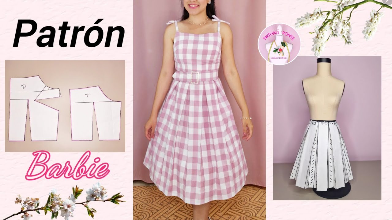 🌸#69 COMO HACER UN  PATRÓN DE VESTIDO CON TABLAS Y CORTE PRINCESA  #BARBIE  - Nathali Estilos