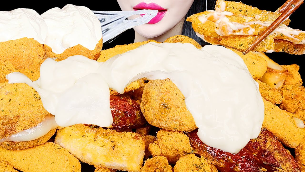 ASMR BHC CHEESE BALL, CORN DOG, FRIES, CHEESE STICK 뿌링클 치즈볼, 치즈스틱 EATING SOUNDS MUKBANG NO TALKING
