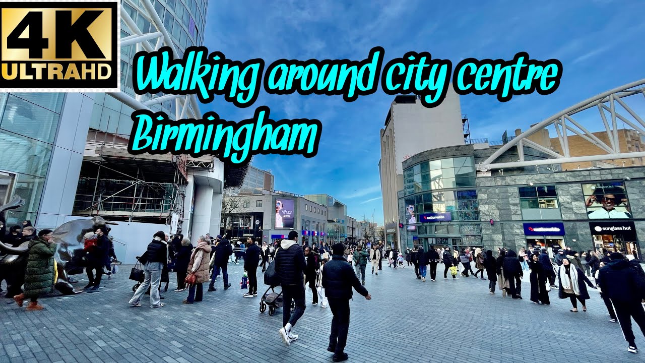 Walking around city centre Birmingham England 4K