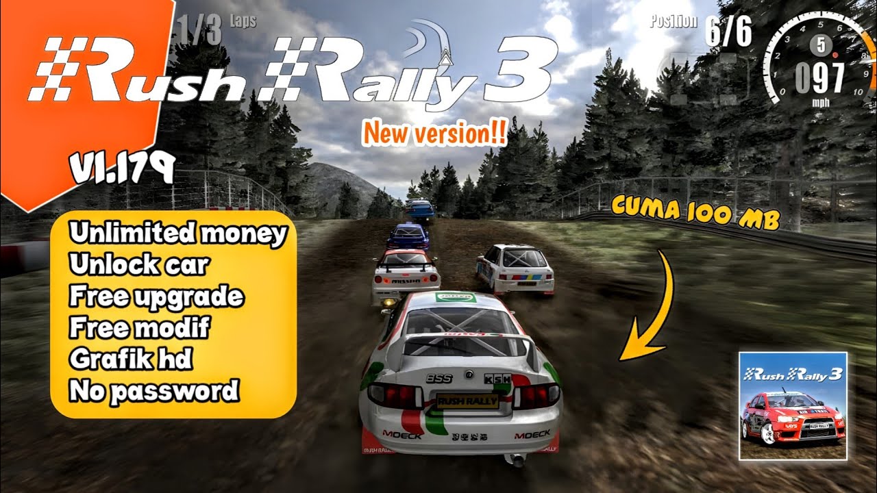 RUSH RALLY 3 MOD APK | Game Rally Android Grafis Realistis + Offline