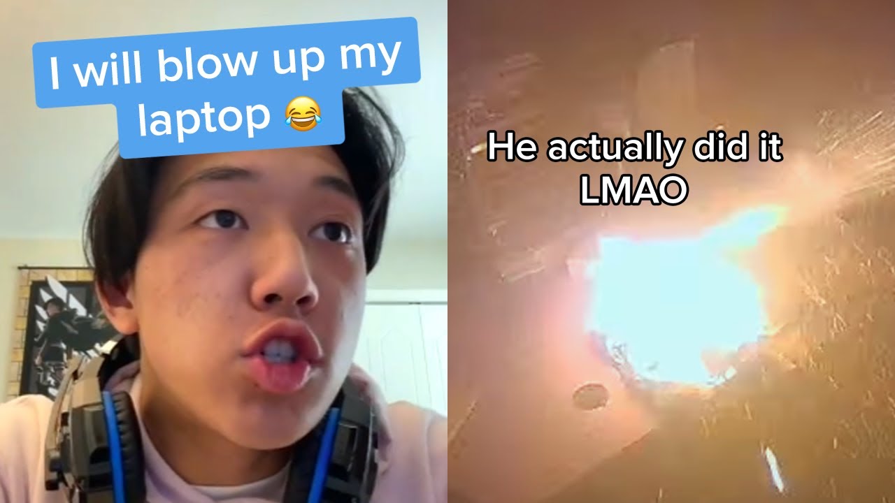 spoiled kid BLOWS UP his laptop...