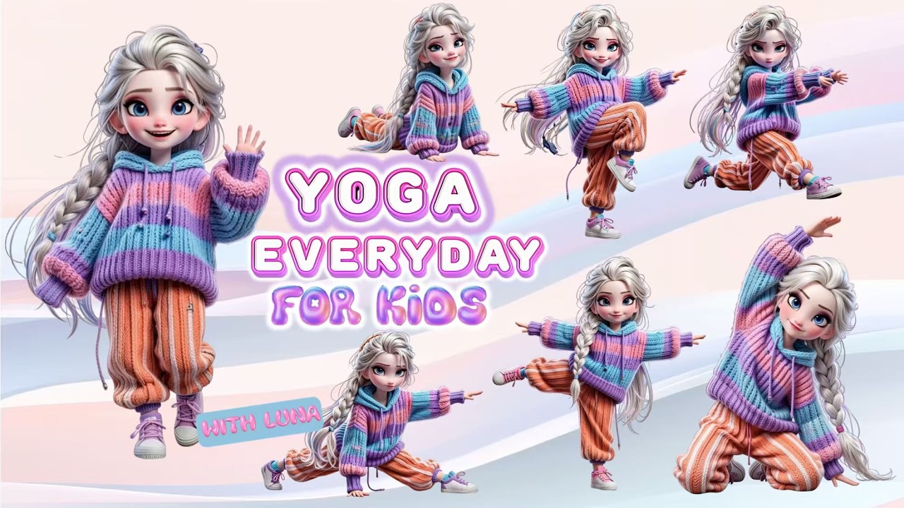 8 MIN Yoga Flow for kids at home with Elsa | kids yoga for beginner | |yoga for calm & flexibility 