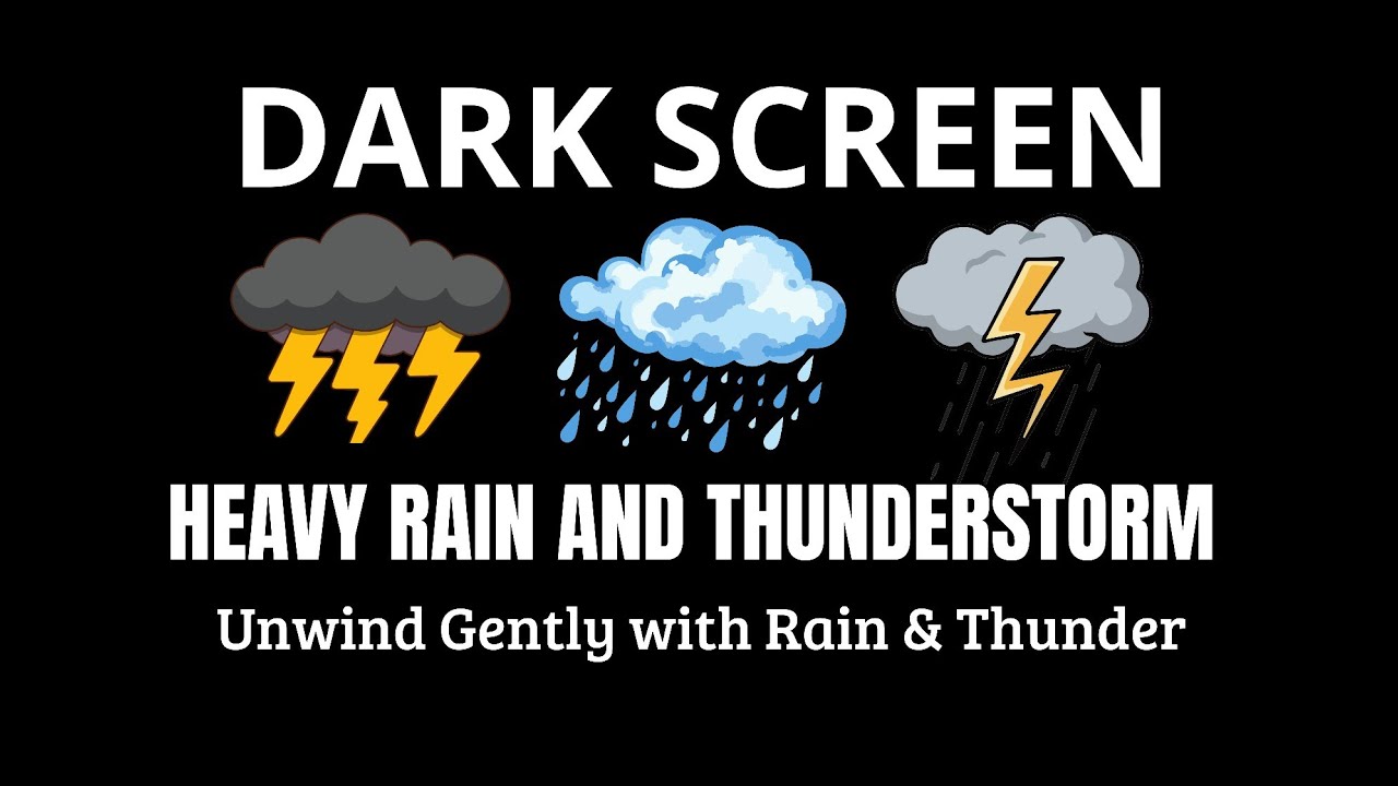 Dark Thunderstorm Rain | BLACK SCREEN | Heavy Midnight Storm Atmosphere