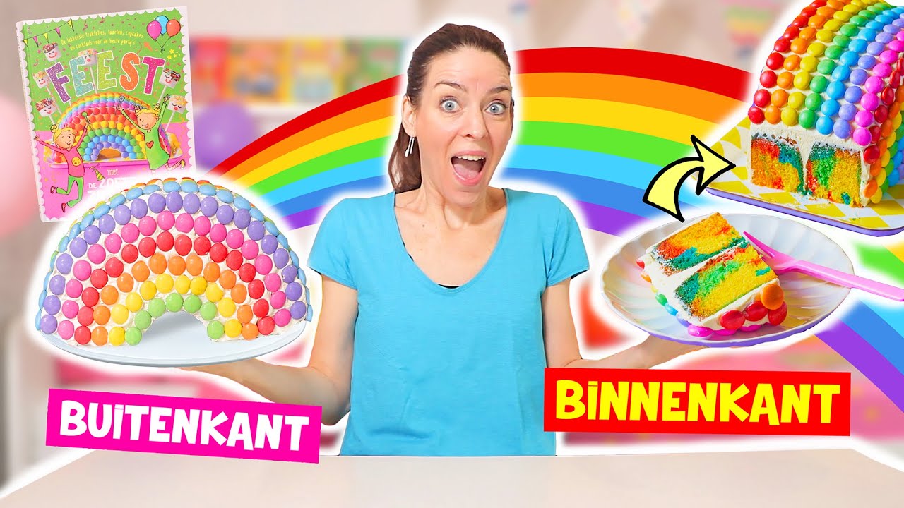 EEN ZOETE ZUSJES REGENBOOGTAART MAKEN met RAINBOW VULLING!! *Wow!! ♥DeZoeteZusjes♥