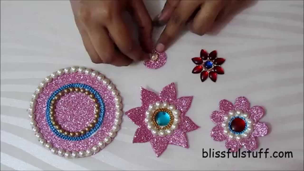 DIY - Floating kundan diya rangoli and floating kundan flowers, How to make floating rangoli
