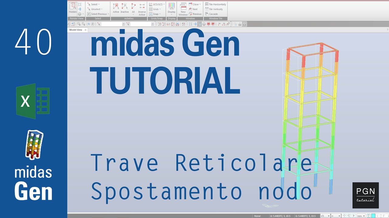 Midas Gen Tutorial #40 (ITA) - Trave Reticolare spostamento nodale
