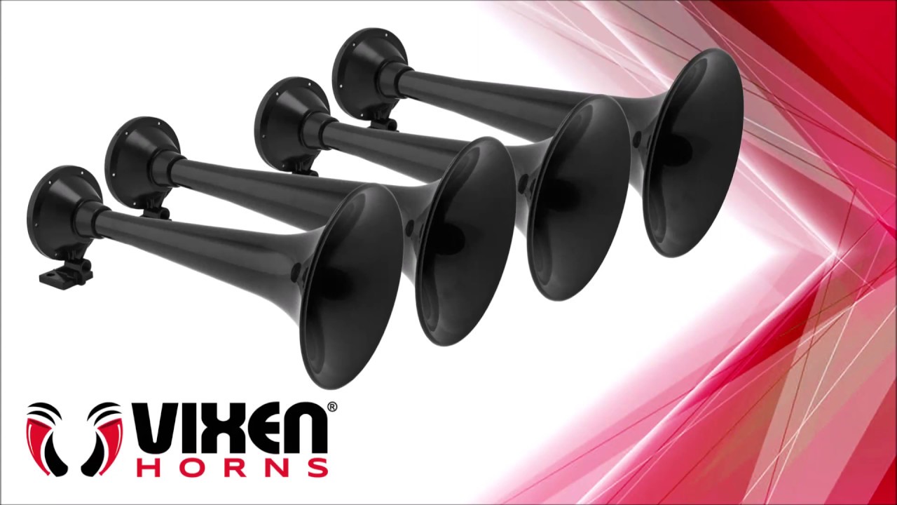 Vixen Horns Quad Trumpet ABS Train Air Horn (Black) for Truck/Car VXH4902B