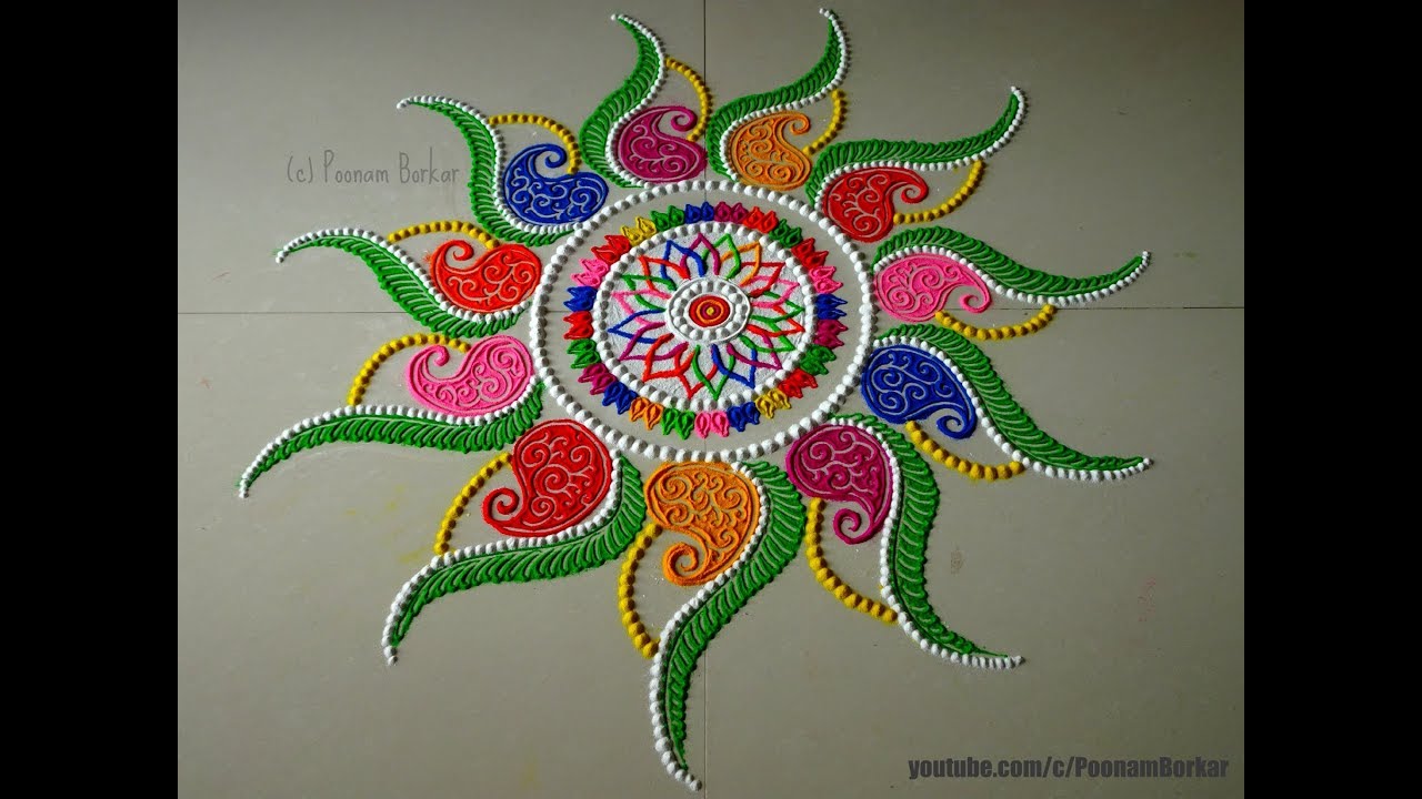 Diwali special multicolored rangoli design | Easy and innovative rangoli designs by Poonam Borkar