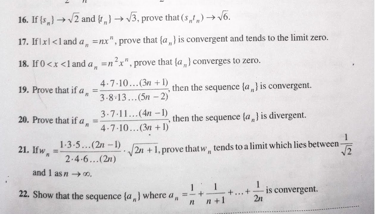 Ex-2A // Q.n 16-22 /Infinite series // Sequence and their limits //