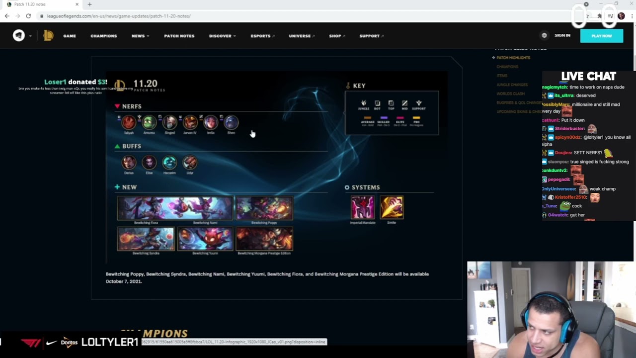 Tyler1 reacts to 11.20 Patch Notes Highlights