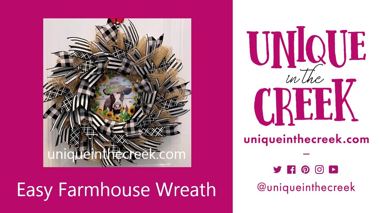 DIY Farmhouse Deco Mesh Ribbon Wreath on UITC Character Board