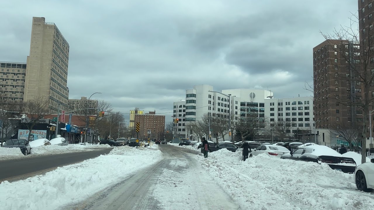 Driving Brooklyn NYC the Day after Snowstorm 