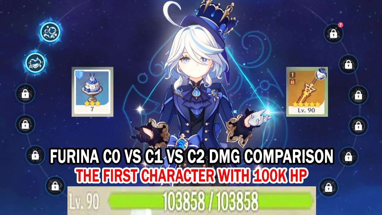 Furina C0 vs C1 vs C2 DMG Comparison - First Character with 100k HP | The True Hydro Archon