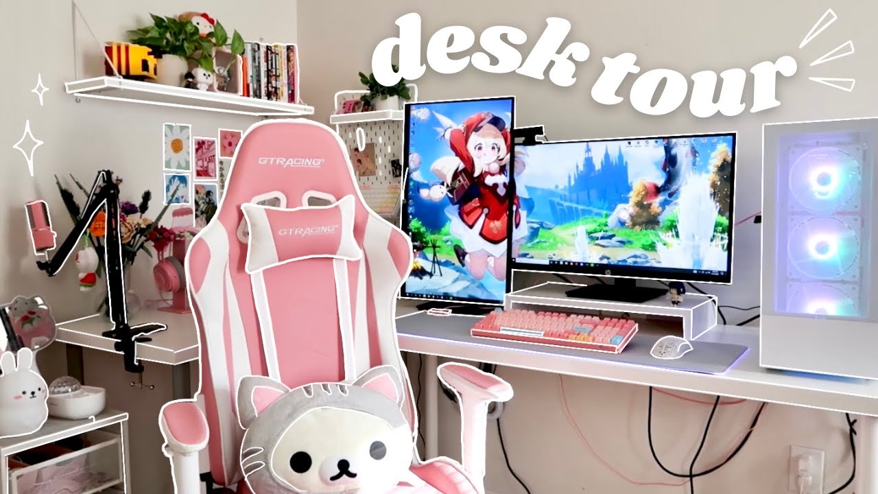 my aesthetic desk tour 2022 ☆ | gaming, streaming, work from home + links