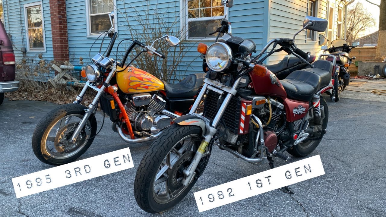 Custom Honda Magna Comparison 1st Gen vs 3rd Gen 1982 vs 1995 Straight Pipe Vs Jardine Exhaust Rev