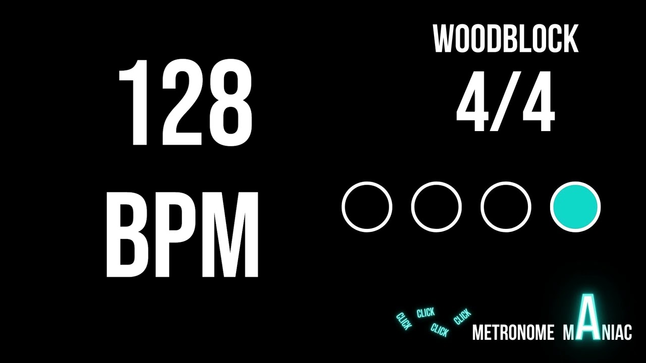 Метроном 128 BPM 4/4 - деревянный блок