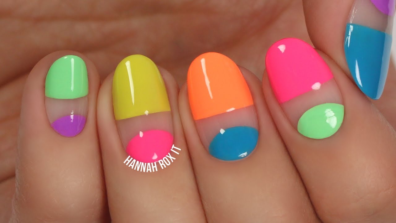 Easy Neon Negative Space Nail Art