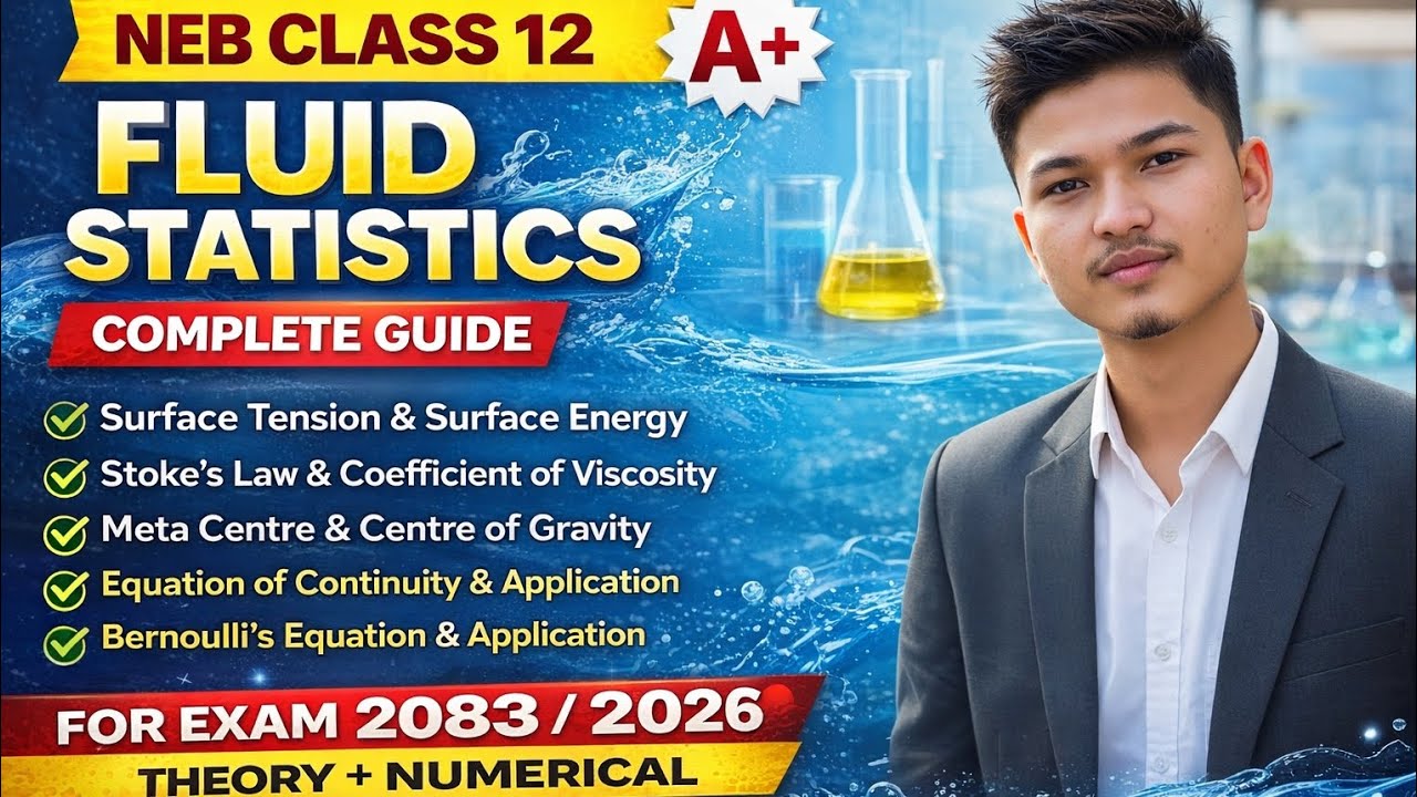 NEB Class 12 Physics | Fluid Statics Complete Guide 🔥 | Theory + Numerical |  Exam 2083 / 2026 | A+ 