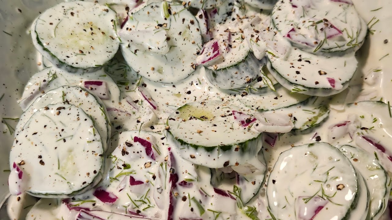 Сливочный салат из огурцов с укропом 🥗😋🥒