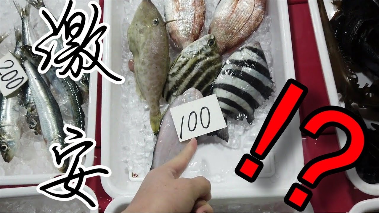 【値段間違え？】朝市に行ったら１皿１００円の高級魚セットが売ってたから即買い。でもこれほんとに１００円？One dollar fishes sushi