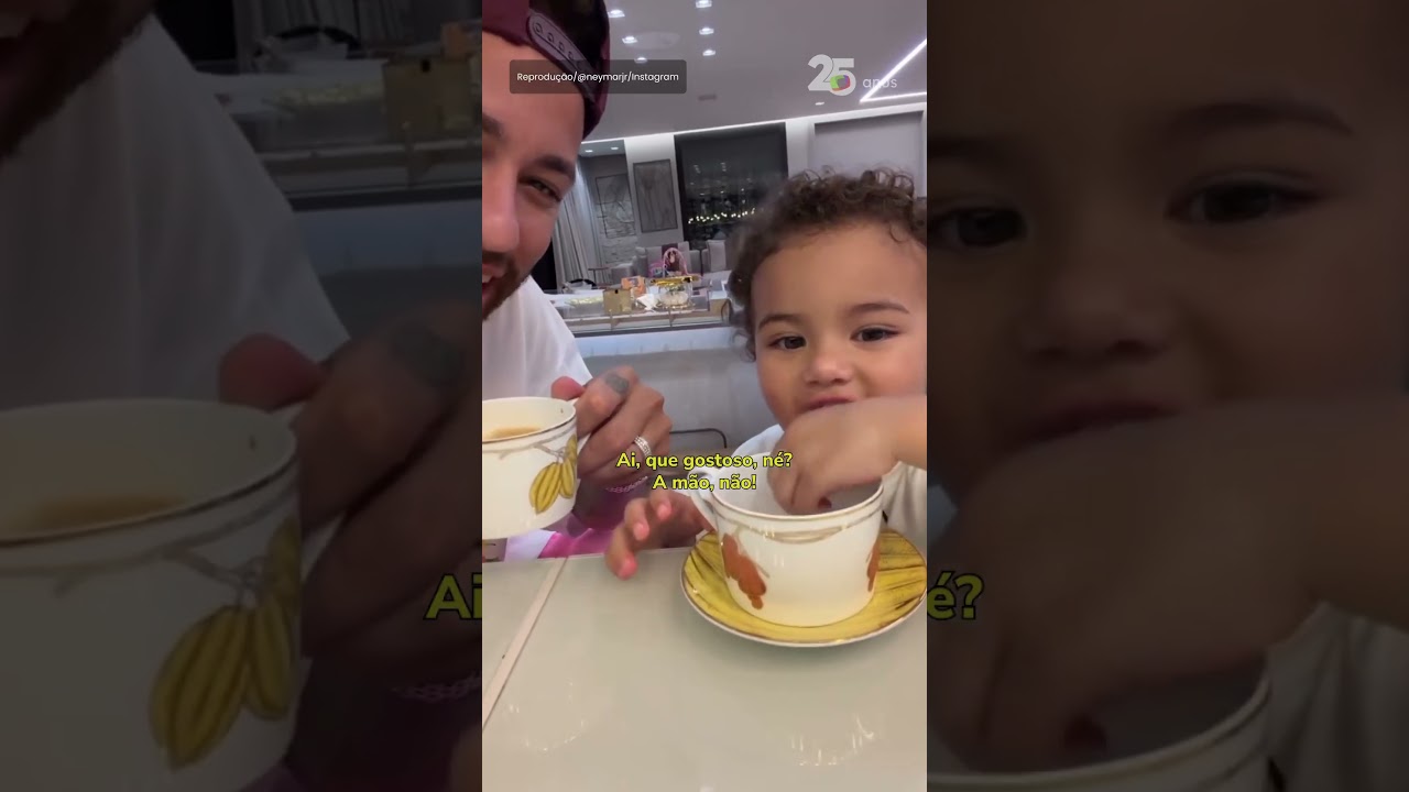 Neymar toma ‘café da tarde’ com Mavie e mostra momento fofo: ‘Minha dupla’ 