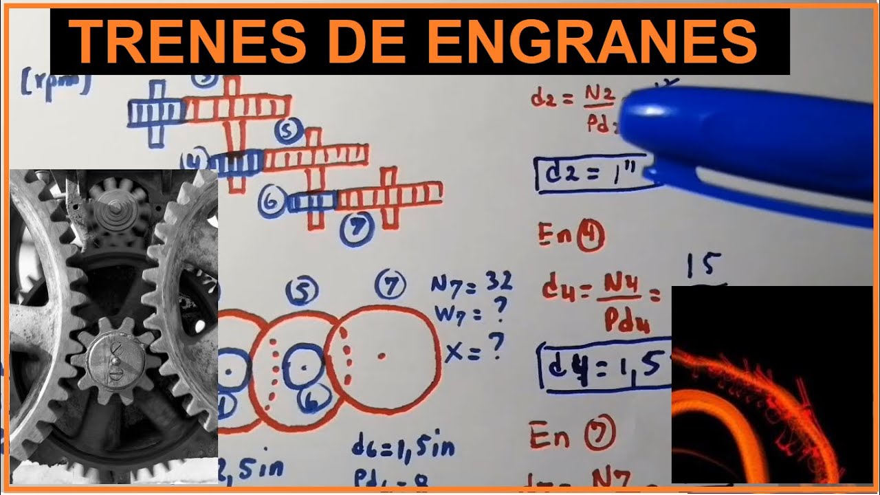 TRENES DE ENGRANAJES, teoría ejercicios y problemas resueltos. Mecanismos. Reducción y ampliación.