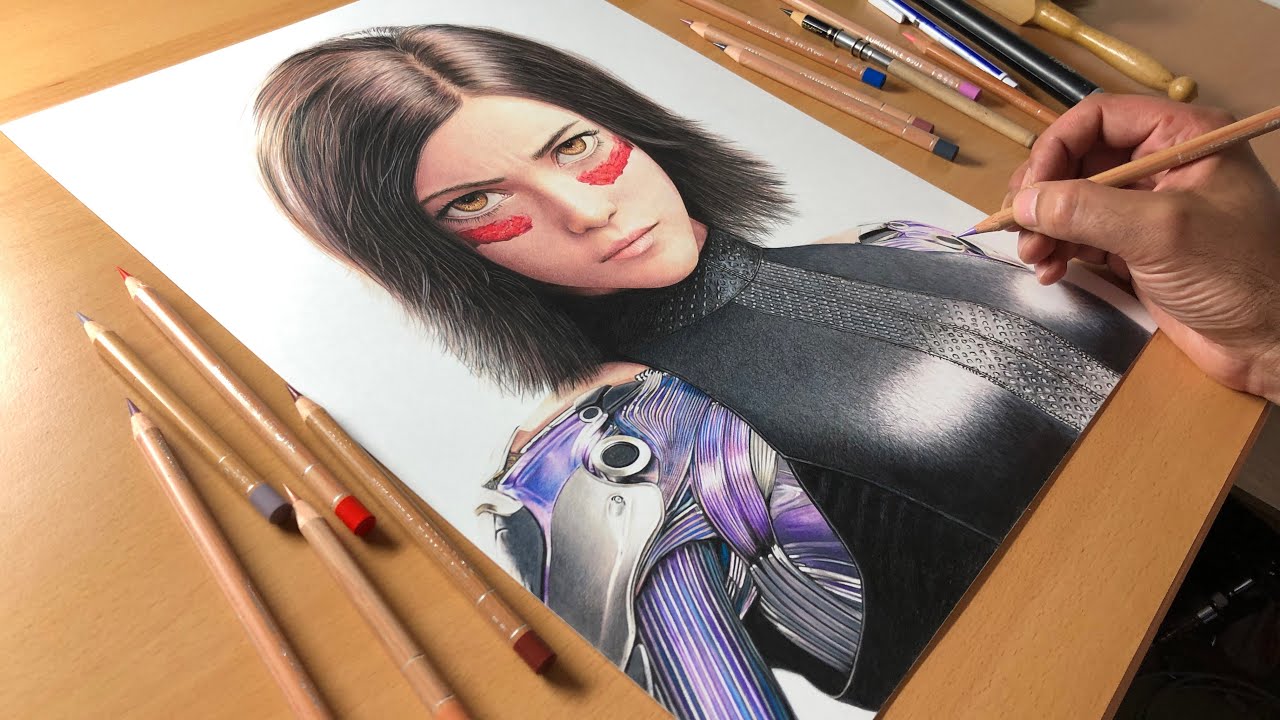 Drawing Alita: Battle Angel - Time-lapse + Real-time | Artology