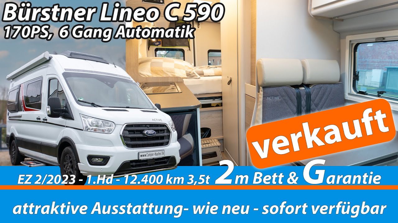 Wohnmobil gebraucht kaufen: 6m Wohnmobil mit 2m Bett  - Bürstner Lineo C 590  - 2023 - Roomtour