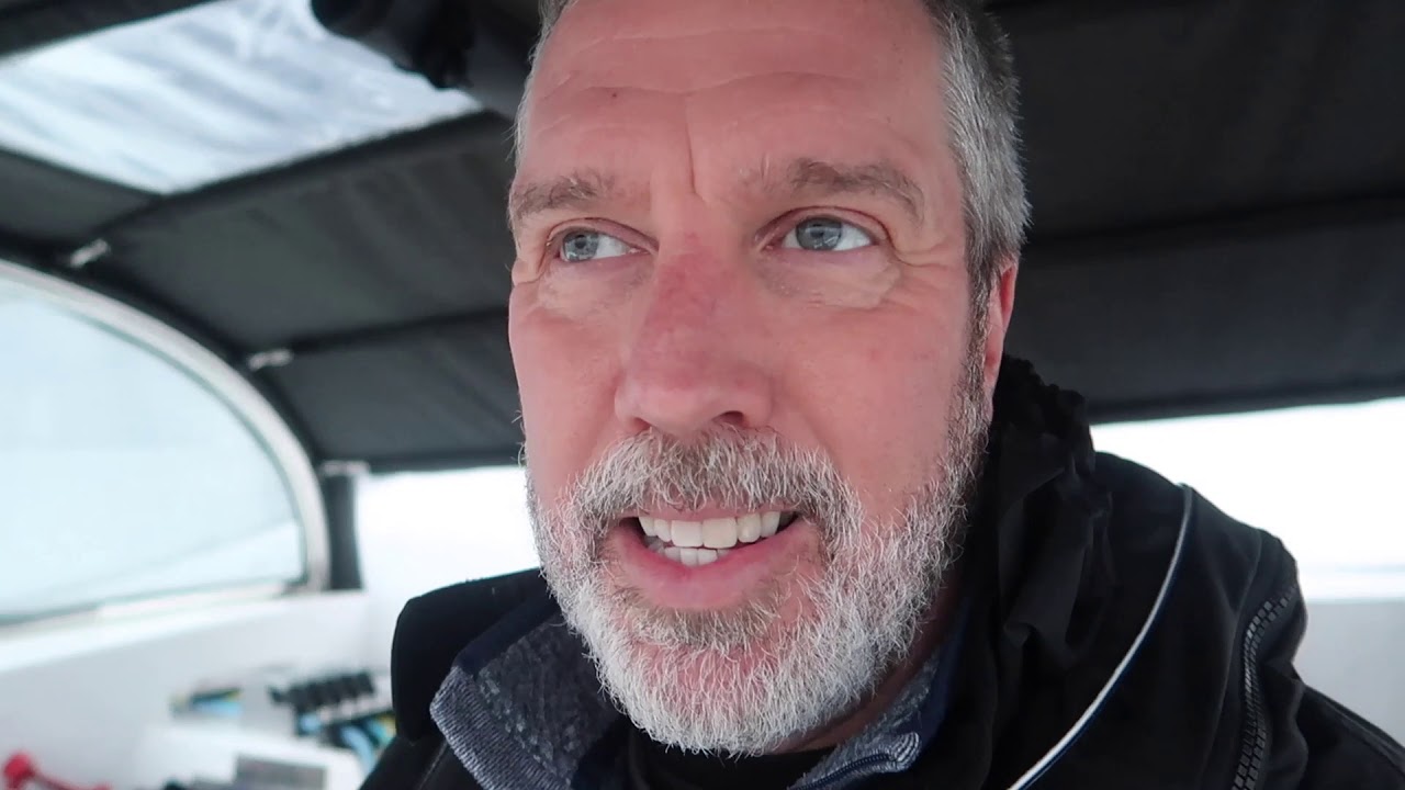 Transatlantic Sailing on a 50' Catamaran.  Day 4-5. Cold Wind, Waves and Fog on way to Namibia