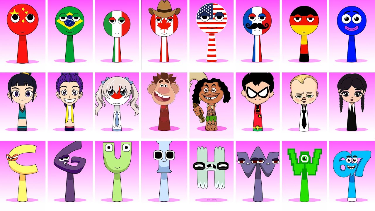 Incredibox Sprunki OC Phase 1 to Phase 4 Sixteen, Y Alphabet, Pato, Rumi, City Boy,Yellow larva