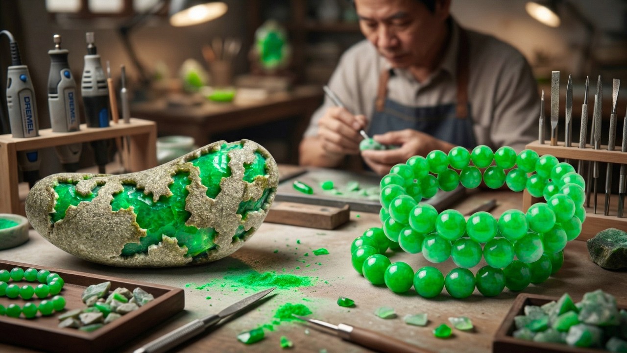Inside a High-End Emerald Beaded Bracelet Workshop | From Rough Stone to Luxury Bracelet ($50,000)