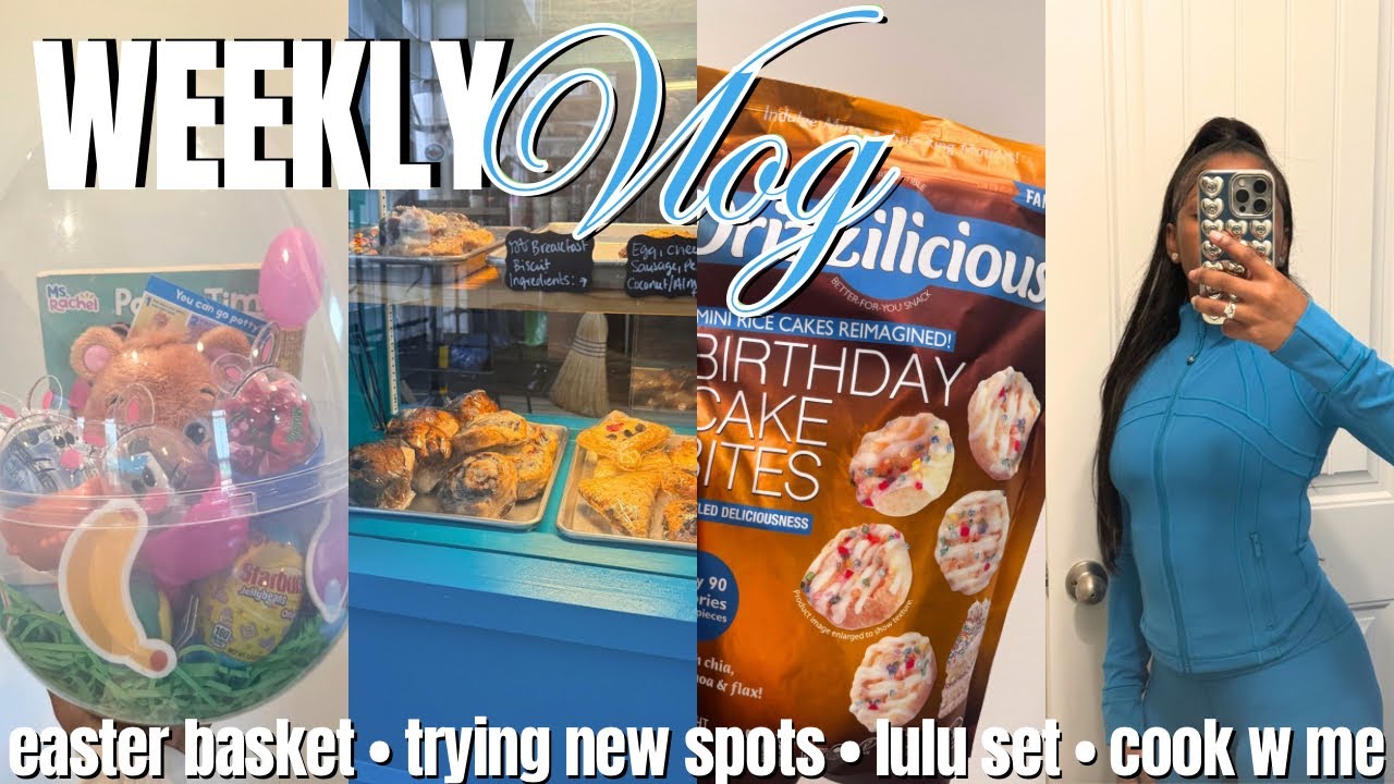 WEEKLY VLOG: counting the days + trying new spots + new lulu set + easter egg basket + cook with me