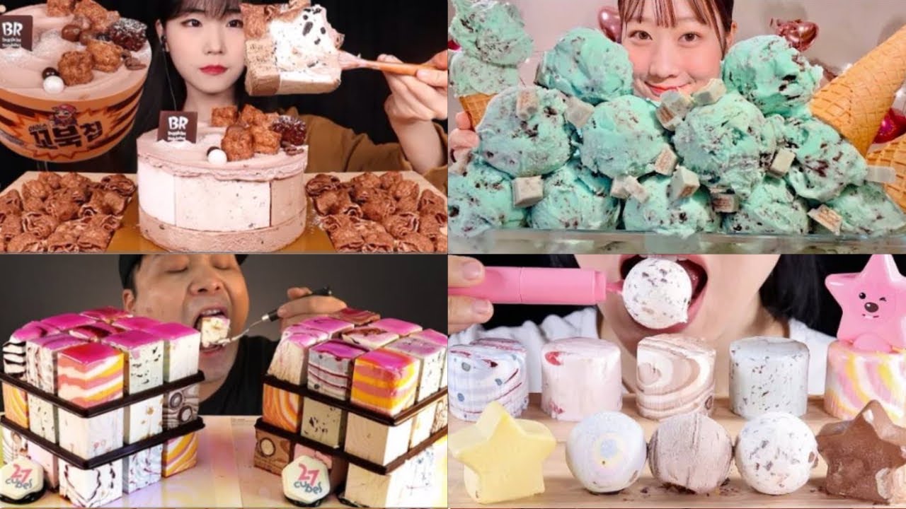🍨BASKINROBBINS ICE CREAM｜ASMR mukbang eating compilation.