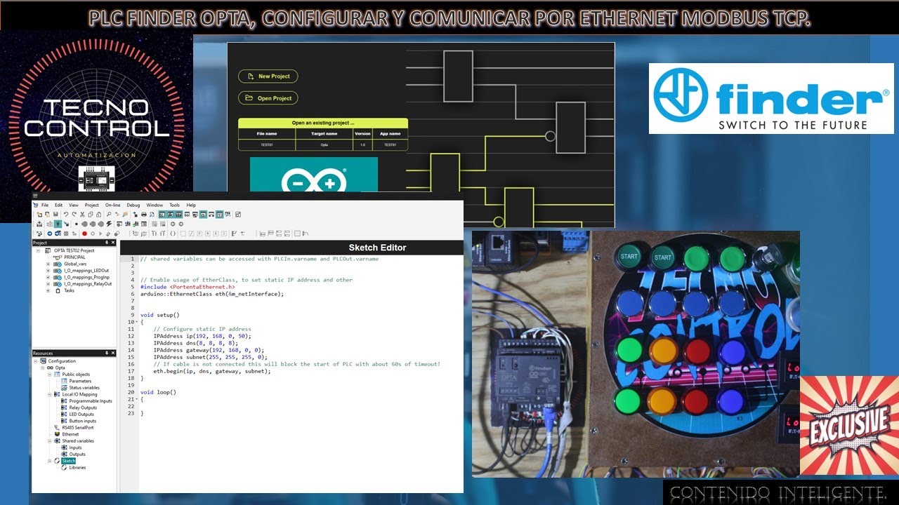 03-PLC FINDER OPTA, CONFIGURAR Y COMUNICAR POR ETHERNET MODBUS TCP.