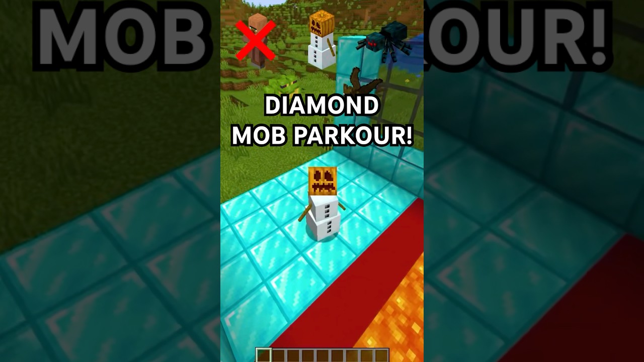 DIAMOND MOB PARKOUR #minecraftshorts #parkour #mobs
