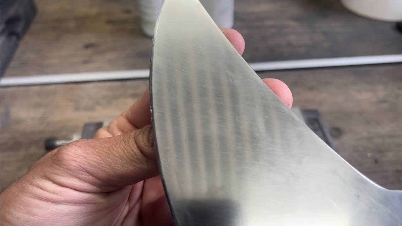 Fixing a damaged edge on my CruWear knife.