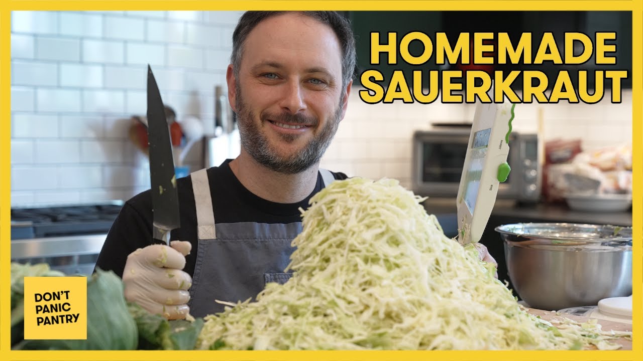 Homemade Sauerkraut! (Alive, probiotic, salty, crunchy, vegetarian delicious fermented cabbage)